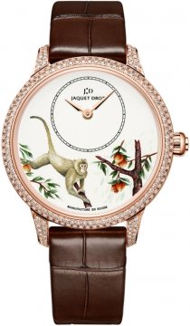 Buy this new Jaquet Droz Les Ateliers d'Art Petite Heure Minute Enamel Painting 35mm j005003216 MONKEY ladies watch for the discount price of £27,621.00. UK Retailer.